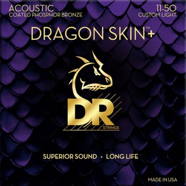 DR Strings Dragon Skin+ Coated Phosphor Bronze Acoustic Guitar Strings - 11-50