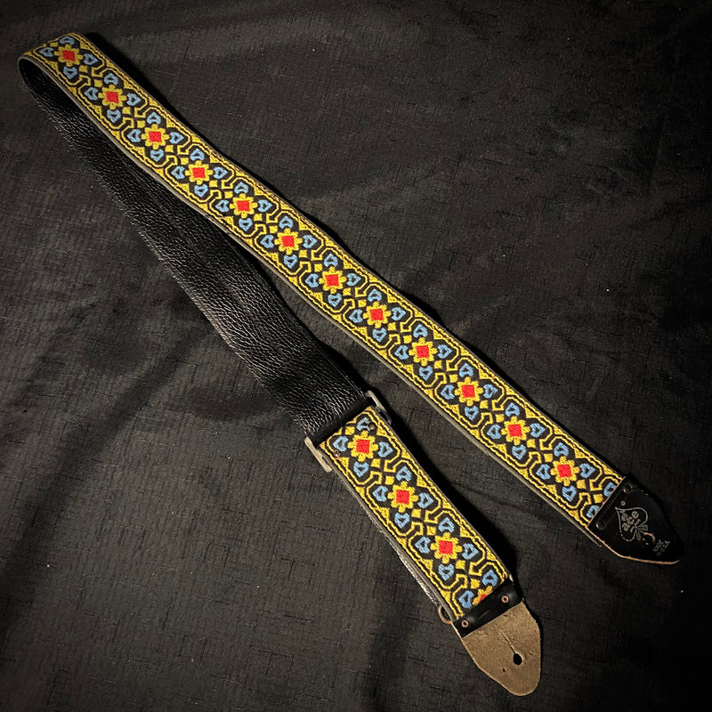 Vintage Ace Guitar Strap - Red Yellow and Blue 013025