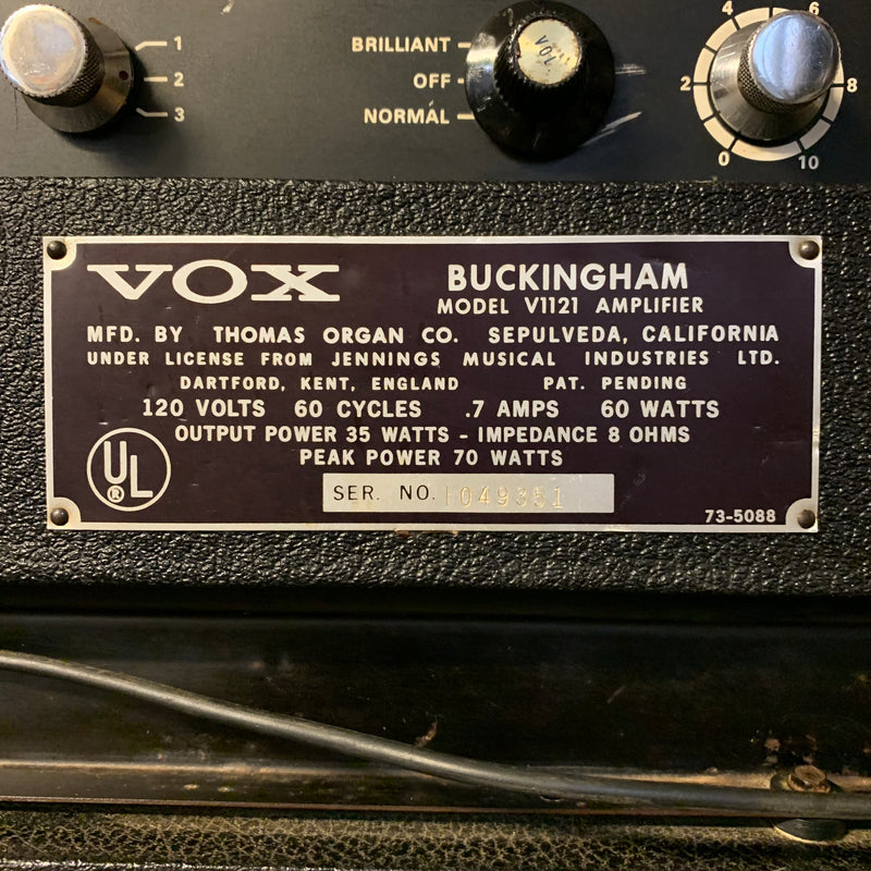 Vintage 1960s Vox V1121 Buckingham 35w 2x12 Piggyback Guitar Amp 030425