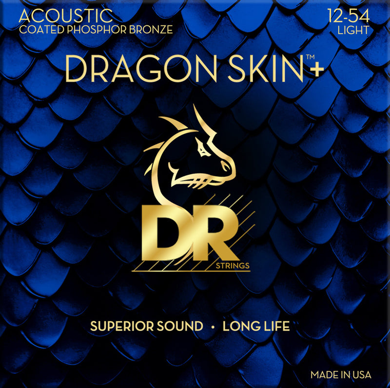 DR Strings Dragon Skin+ Coated Phosphor Bronze Acoustic Guitar Strings - 12-54