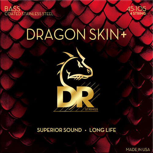 DR Strings Dragon Skin+ Coated Stainless Steel Bass Strings - 45-105