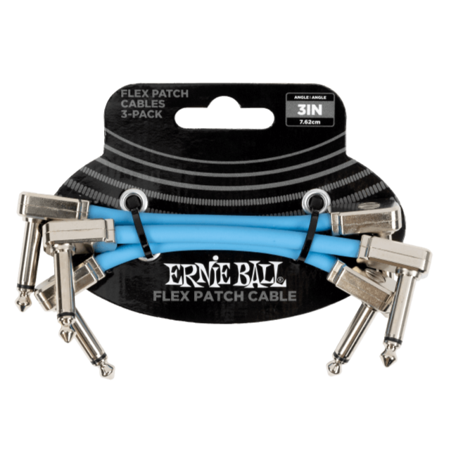 Ernie Ball 3-Inch Flex Patch Cables (3 Pack) - Blue