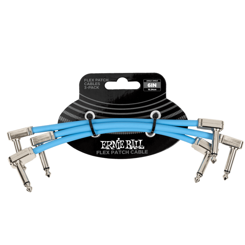 Ernie Ball 6-Inch Flex Patch Cables (3 Pack) - Blue