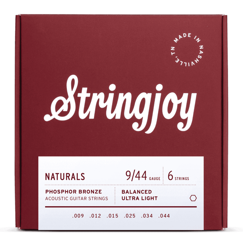 Stringjoy Naturals Phosphor Bronze Acoustic Guitar Strings - Balanced Ultra Light (9-44)