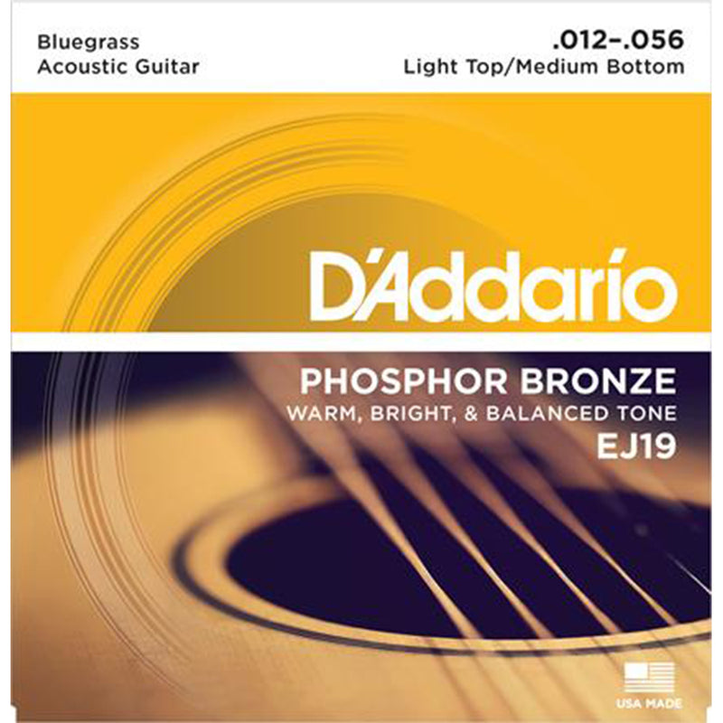 D'Addario EJ19  Phosphor Bronze Acoustic Strings -Bluegrass 12-56